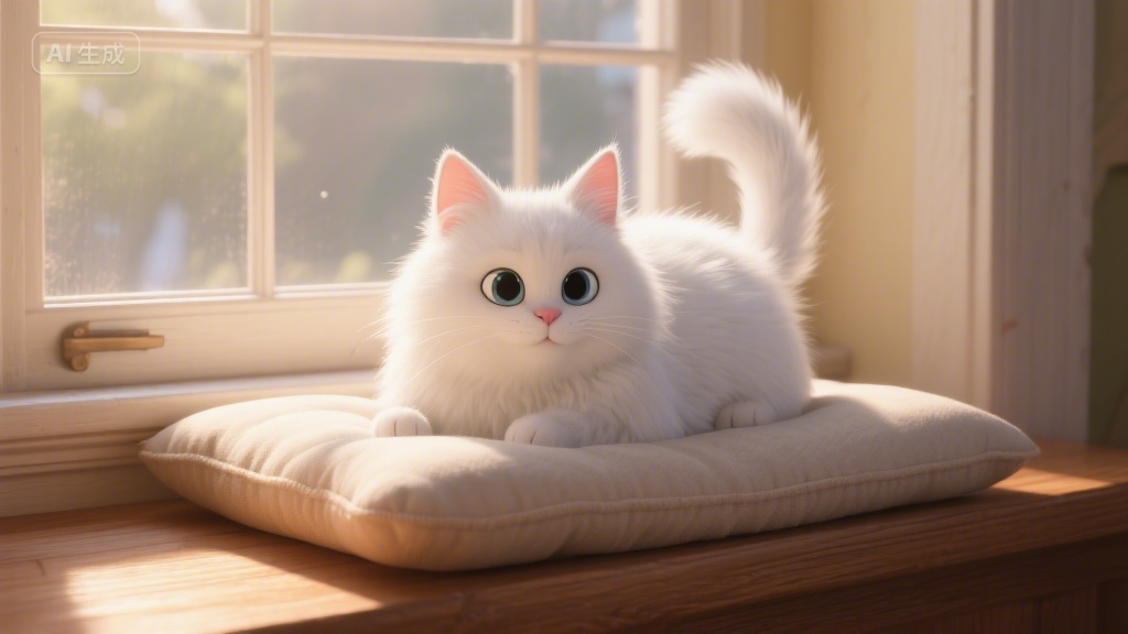 窗台边的暖阳与毛茸茸的时光